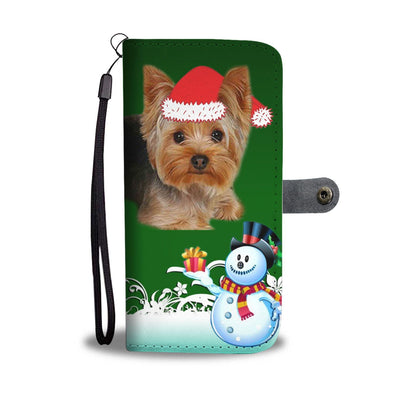 Yorkshire Terrier (Yorkie) Green Christmas Print Wallet Case-Free Shipping - Deruj.com