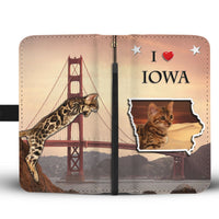 Cute Bengal Cat Print Wallet Case-Free Shipping-IA State - Deruj.com