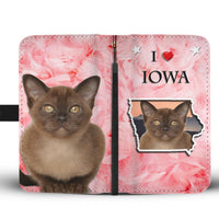 Lovely Burmese Cat Print Wallet Case-Free Shipping-IA State - Deruj.com