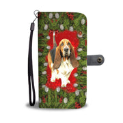 Basset Hound Dog Christmas Print Wallet Case-Free Shipping