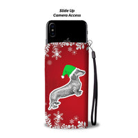 Dachshund Dog Red Christmas Print Wallet Case-Free Shipping - Deruj.com
