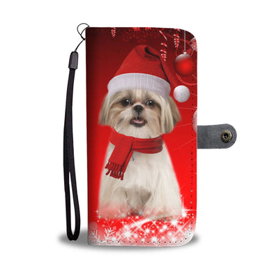 Shih Tzu Dog Red Christmas Print Wallet Case-Free Shipping - Deruj.com