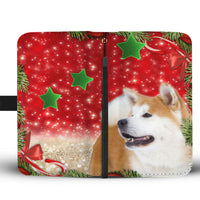 Akita Inu Dog On Christmas Print Wallet Case-Free Shipping - Deruj.com