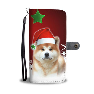 Akita Dog On Christmas Print Wallet Case-Free Shipping - Deruj.com