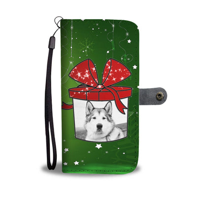 Alaskan Malamute Dog On Christmas Print Wallet Case-Free Shipping - Deruj.com