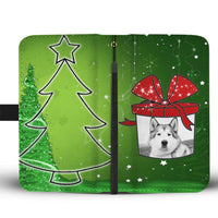Alaskan Malamute Dog On Christmas Print Wallet Case-Free Shipping - Deruj.com