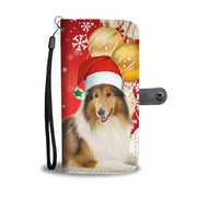 Rough Collie On Christmas Print Wallet Case-Free Shipping - Deruj.com