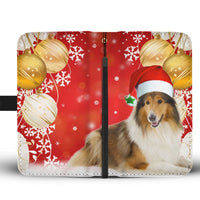 Rough Collie On Christmas Print Wallet Case-Free Shipping - Deruj.com
