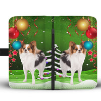 Papillon Dog Christmas Green Print Wallet Case-Free Shipping - Deruj.com