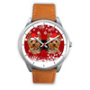 Silver Dial-Yorkshire Terrier (Yorkie) Christmas Print Wrist Watch-Free Shipping - Deruj.com