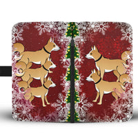 Brown Eskimo Dog On Red Christmas Print Wallet Case-Free Shipping - Deruj.com