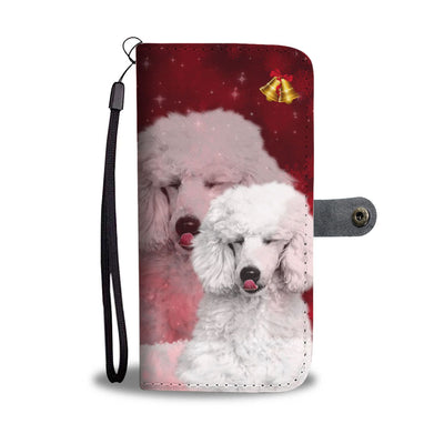 Poodle Dog On Red Christmas Print Wallet Case-Free Shipping - Deruj.com