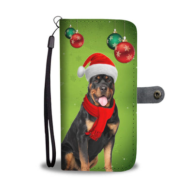 Cute Rottweiler Dog On Christmas Print Wallet Case-Free Shipping - Deruj.com