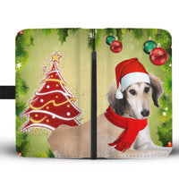 Cute Saluki Dog On Christmas Print Wallet Case-Free Shipping - Deruj.com