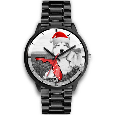 Alaskan Malamute On Christmas Print Wrist Watch-Free Shipping-FL State - Deruj.com