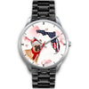 French Bulldog On Christmas Florida Silver Wrist Watch-Free Shipping - Deruj.com