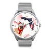 French Bulldog On Christmas Florida Silver Wrist Watch-Free Shipping - Deruj.com