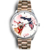 French Bulldog On Christmas Florida Silver Wrist Watch-Free Shipping - Deruj.com