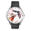 French Bulldog On Christmas Florida Silver Wrist Watch-Free Shipping - Deruj.com