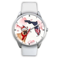 French Bulldog On Christmas Florida Silver Wrist Watch-Free Shipping - Deruj.com