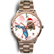 Redbone Coonhound On Christmas Florida Golden Wrist Watch-Free Shipping - Deruj.com