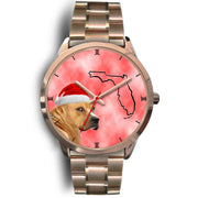 Staffordshire Bull Terrier On Christmas Florida Golden Wrist Watch-Free Shipping - Deruj.com