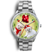 Cute Maltese Dog Arizona Christmas Special Silver Wrist Watch-Free Shipping - Deruj.com