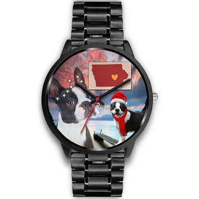 Boston Terrier Iowa Christmas Special Black Wrist Watch-Free Shipping - Deruj.com
