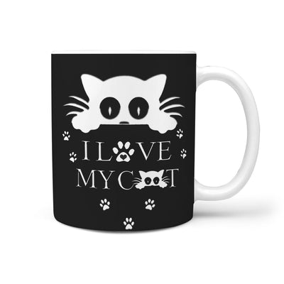 Cute Cat Face Print 360 White Mug - Deruj.com