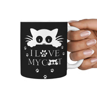 Cute Cat Face Print 360 White Mug - Deruj.com