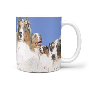 Australian Shepherd Mount Rushmore Print 360 White Mug - Deruj.com