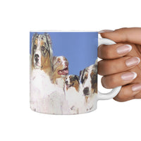 Australian Shepherd Mount Rushmore Print 360 White Mug - Deruj.com