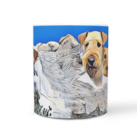 Airedale Terrier Mount Rushmore Print 360 White Mug - Deruj.com
