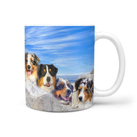 Australian Shepherd Dog Mount Rushmore Print 360 White Mug - Deruj.com