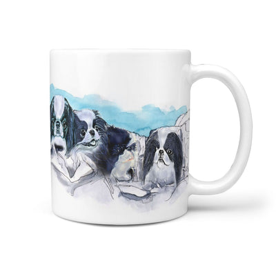 Japanese Chin Dog Art Mount Rushmore Print 360 White Mug - Deruj.com