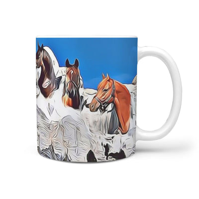 Thoroughbred Horse Mount Rushmore Print 360 White Mug - Deruj.com
