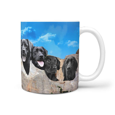 Black Labrador On Mount Rushmore Print 360 Mug - Deruj.com