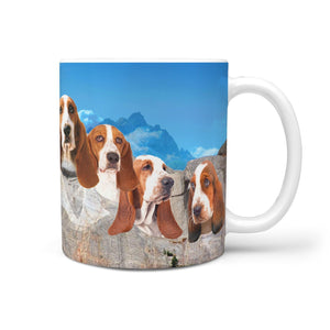 Basset Hound On Mount Rushmore Print 360 Mug