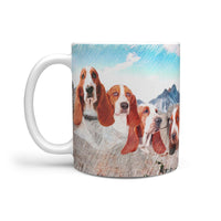 Basset Hound On Mount Rushmore Drawing Print 360 Mug