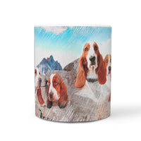 Basset Hound On Mount Rushmore Drawing Print 360 Mug