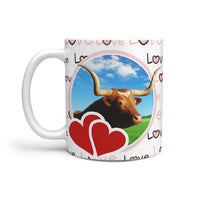 Texas Longhorn Cattle (Cow) Print 360 White Mug - Deruj.com