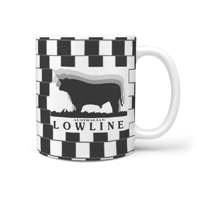 Australian Lowline Cattle (Cow) Print 360 White Mug - Deruj.com