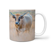 Aubrac Cattle (Cow) Print 360 White Mug - Deruj.com