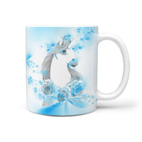 Unicorn blue Floral Print 360 White Mug - Deruj.com