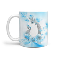 Unicorn blue Floral Print 360 White Mug - Deruj.com