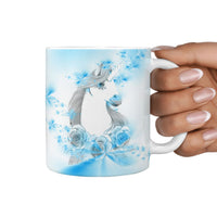 Unicorn blue Floral Print 360 White Mug - Deruj.com