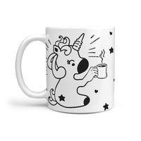 Cute Unicorn Drinking Coffee Print 360 White Mug - Deruj.com