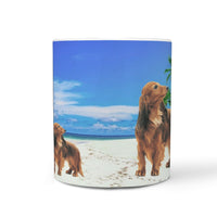 Dachshund Dog On Beach Print 360 Mug - Deruj.com