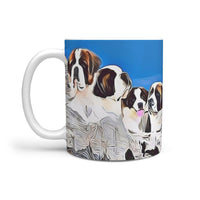Saint Bernard Dog Mount Rushmore Print 360 White Mug - Deruj.com
