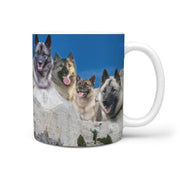 Norwegian Elkhound Mount Rushmore Print 360 White Mug - Deruj.com